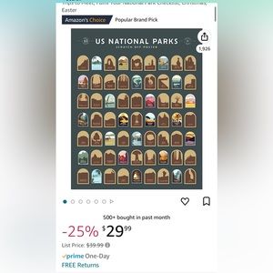 National Parks Scratch off poster 16 x 20 (never opened)